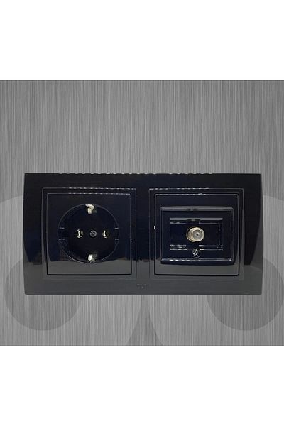 ELBİ Zena Black Double Set - Grounded Socket and Frame