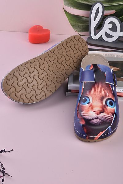 DOGİYE 8074 Παντόφλες Comfort Sabo με στάμπα Blue-Eyed Cat