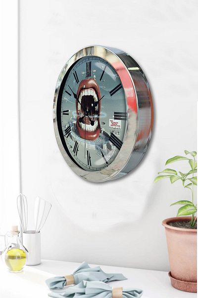 Kasva Concept Gift 36 cm Chrome Metal Dentist Wall Clock