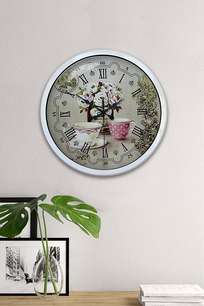 Kasva Concept Gift 40 cm White Metal Coffee Wall Clock