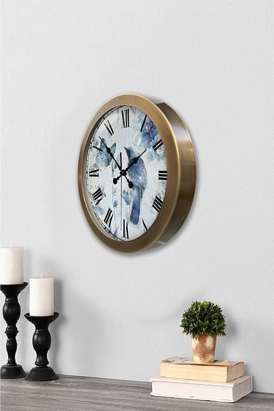 Kasva Concept Gift 36 cm Antique Metal Bird Wall Clock