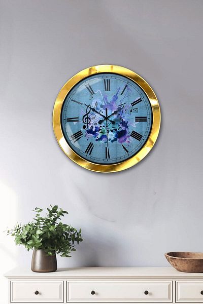 Kasva Concept Gift 36 cm Gold Metal Music Wall Clock