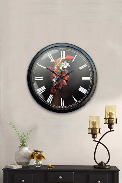 Kasva Concept ساعة حائط معدنية سوداء للمطبخ مقاس 40 سم