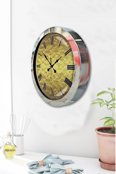 Kasva Concept Gift 36 cm Chrome Metal Cracker Wall Clock