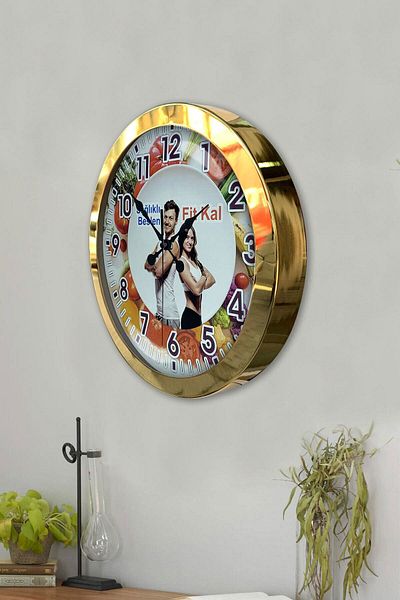 Kasva Concept Gift 36 cm Gold Metal Dietician Wall Clock