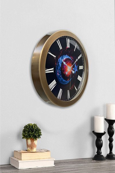 Kasva Concept Antique Metal Turkish Flag Wall Clock 36 cm