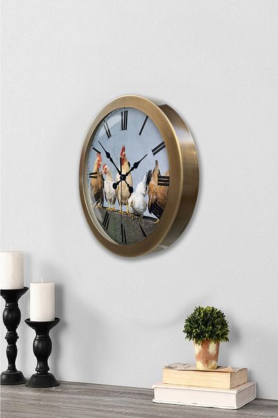 Kasva Concept 36 cm Tumbled Metal Rooster Wall Clock