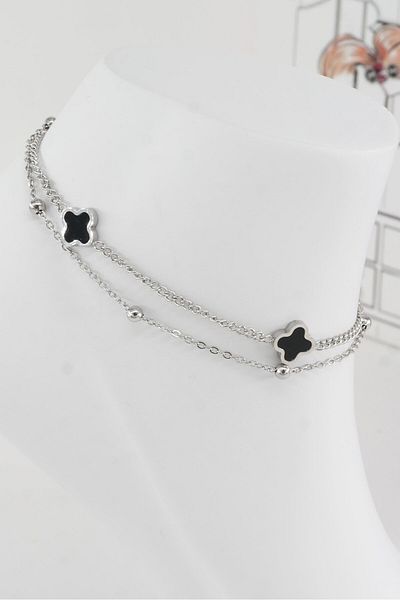 By Zeyna Aksesuar Women's 316 L Tarnish Anti Allergenic Steel Anklet Zy00026