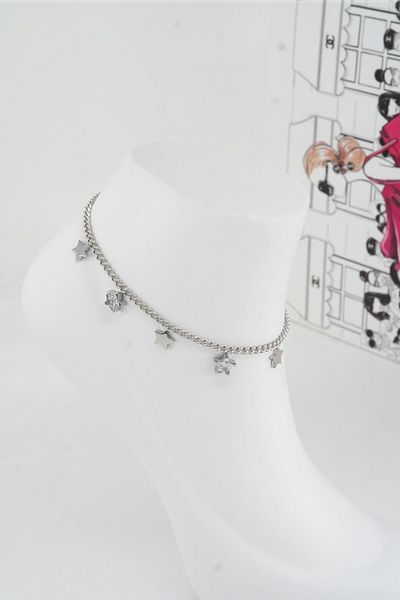 By Zeyna Aksesuar 316 L Tarnish Anti Allergenic Women's Steel Anklet - Zy00011