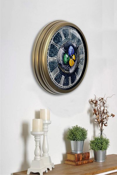 Kasva Concept 40 cm Antique Metal Egg Gift Wall Clock