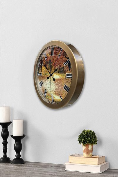 Kasva Concept 36 Cm Tumbled Metal Natural Life Wall Clock