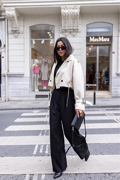 SU SHE Pantaloni Palazzo cu talie cu velcro Yüksk pentru femei