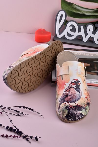 DOGİYE 8080 Παντόφλες Comfort Sabo με στάμπα πουλιών