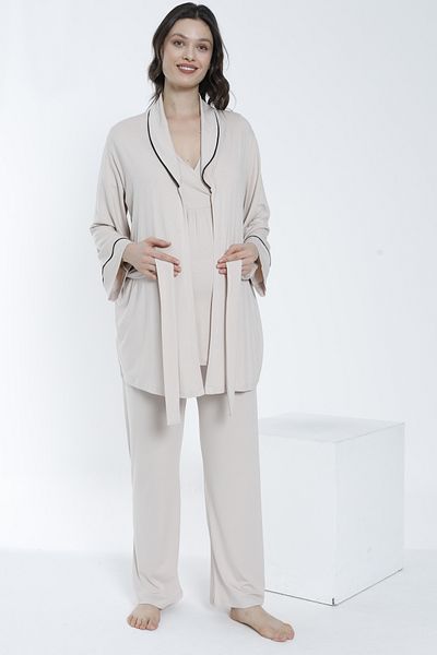 Miss Dünya Lissa Large Collar Dressing Gown Pajamas Set for Pregnant and Maternity