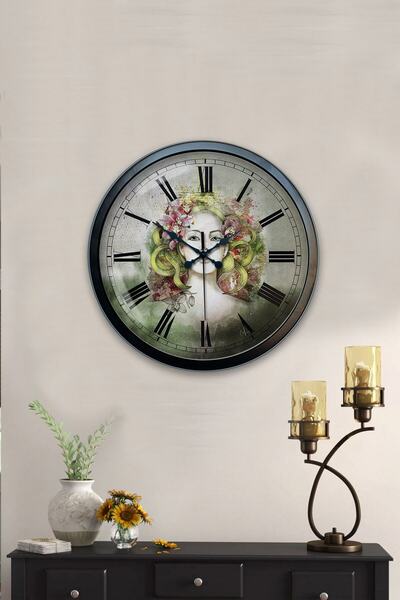 Kasva Concept هدية ساعة حائط مزخرفة معدنية سوداء مقاس 40 سم