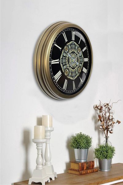 Kasva Concept 40 cm Antique Metal Ottoman Pattern Wall Clock