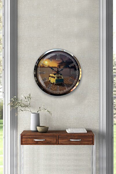 Kasva Concept ساعة حائط معدنية مزخرفة من الكروم مقاس 40 سم على شاطئ البحر