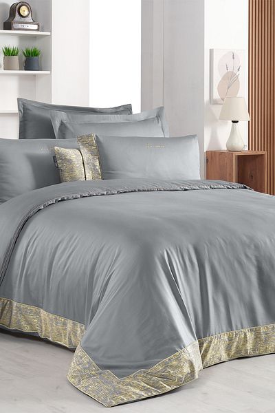 Sarev Voronezh Gray Double Duvet Cover Set - 100% Cotton, "300 TC"