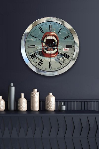 Kasva Concept Gift 36 cm Chrome Metal Dentist Wall Clock