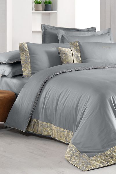 Sarev Voronezh Gray Double Duvet Cover Set - 100% Cotton, "300 TC"