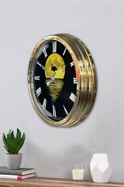 Kasva Concept Gift 40 cm Gold Metal Night Wall Clock