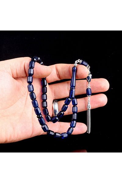 Tesbihsepetim Double Color Silver Tufted Drop Amber Prayer Beads