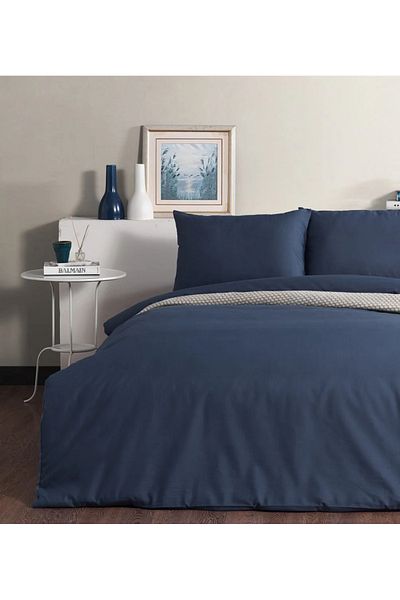 Doqu Home طقم غطاء لحاف فردي باللون الأزرق الداكن من Pure Line