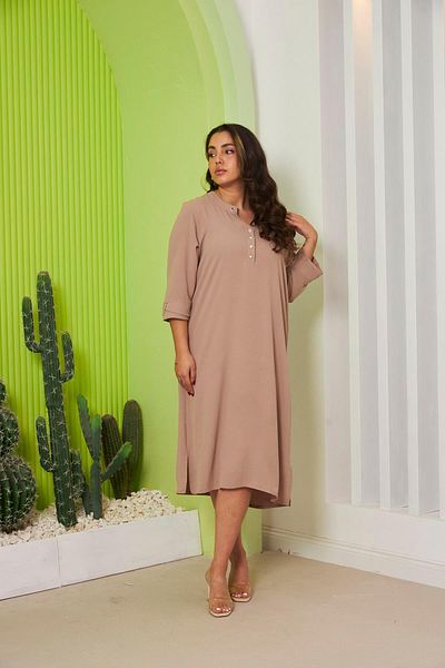 RMG Plus Size Mink Dress - Collar and Sleeve Chain Detail