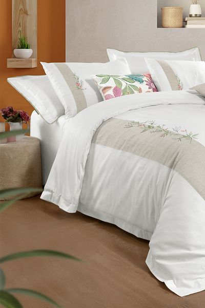 Sarev Dorena Double White Satin Duvet Cover - 100% Cotton, "300 TC"