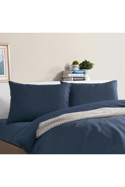 Doqu Home Pure Line Duvet Cover Set Single - Navy Blue