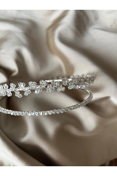 DOĞA ART STORE Στέμμα νυφικών μαλλιών - Διαφανές κρυστάλλινο πέτρινο λεπτομερ...