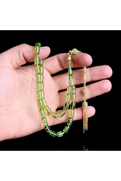 Tesbihsepetim Silver Tassel with Zircon Stones - Drop Amber Rosary Hooded