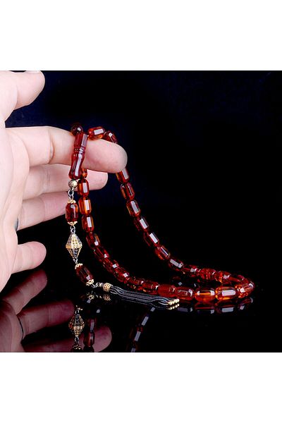 Tesbihsepetim Double Color Silver Tufted Drop Amber Prayer Beads