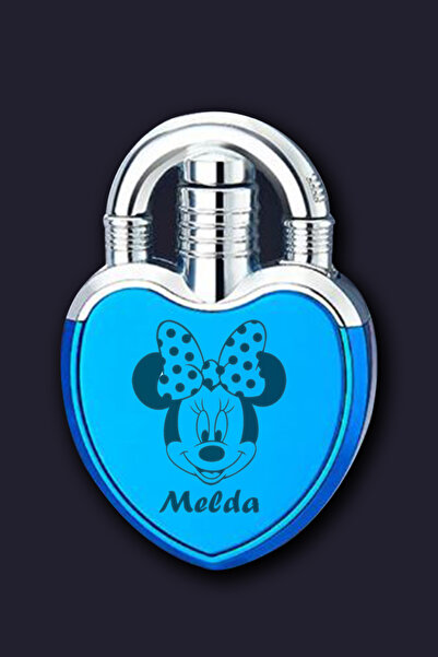 İŞTE BU Kalp Şeklinde Kişiye Özel İsimli Mickey Mouse Çakmak Metal Turbo Alev Çakmak