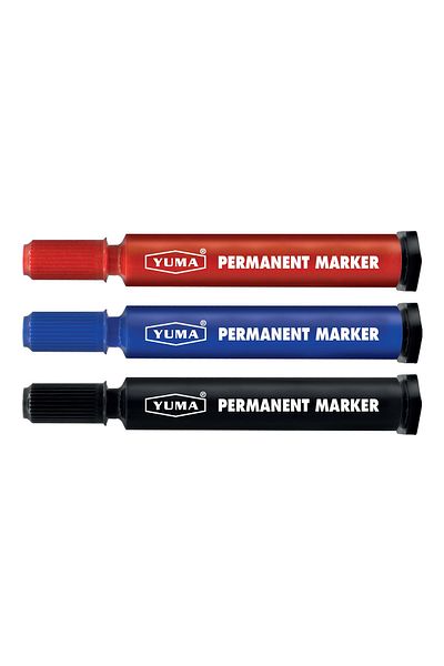 Yuma Round Nib Box Pen (Red-Black-Blue) 12 Pack