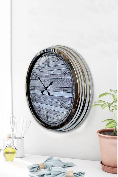 Kasva Concept Gift 40 cm Chrome Metal Antique Wall Clock