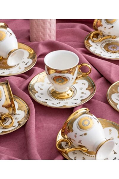 ACAR Zaira 6 Kişilik Porselen Kahve Fincanı Takımı - 90 ml 5914