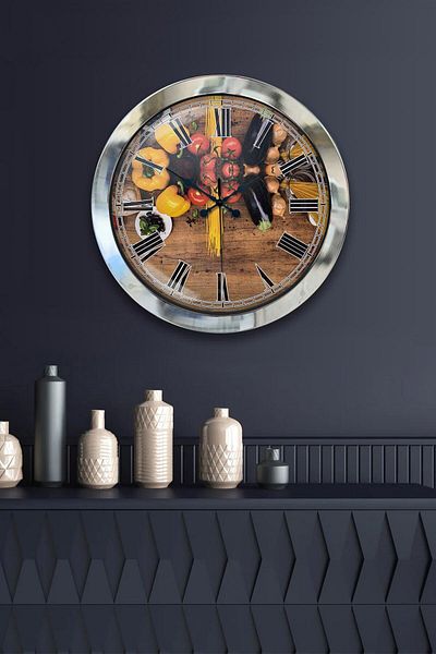 Kasva Concept Gift 36 cm Chrome Metal Kitchen Wall Clock