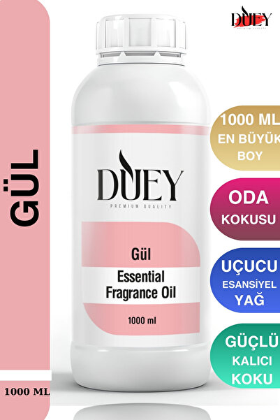 DUEY Gül Uçucu Yağ 1000 Ml Mum Esansı, Oda Kokusu, Hava Nemlendiricisi, Çamaş...