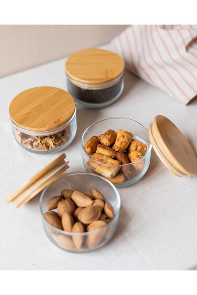 KaiHome Bamboo 4-Piece Breakfast Set with Vacuum Lid/Storage Container