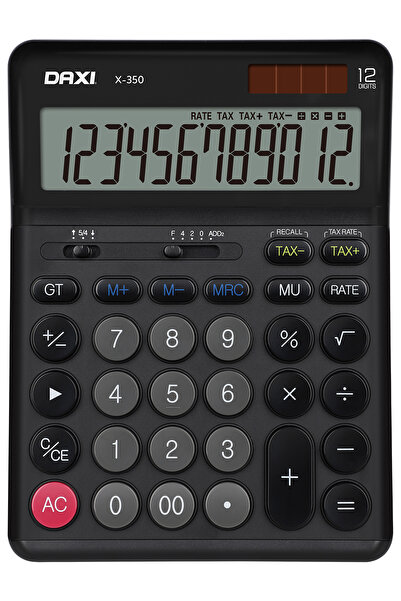 Daxi X-350 SİYAH 12 HANELİ HESAP MAKİNESİ, TAX FONKSİYONLU, 14x19 cm
