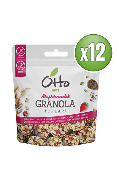 Otto Nuts Muzlu Çilekli Vişneli Turna Yemişli Granola Topları 12 x 25 g