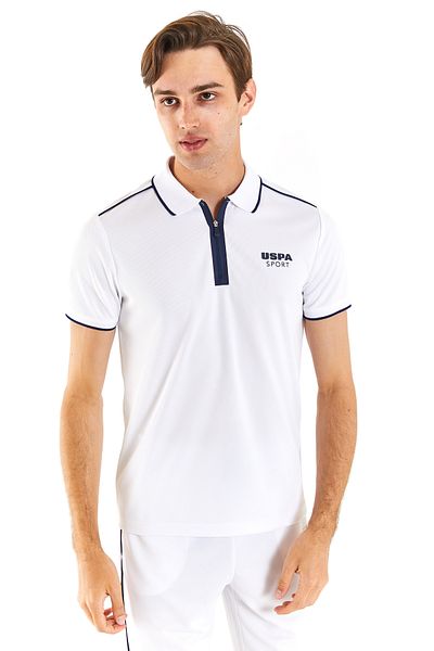 U.S. Polo Assn. Η.Π.Α. POLO ASSN. Ανδρικό μπλουζάκι με γιακά πόλο με φερμουάρ από υφαντό ύφασμα