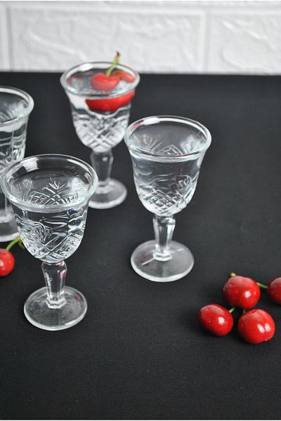 Purelegant 6-Piece Side Water Glass - Glass Brown 50 Cc With Foot