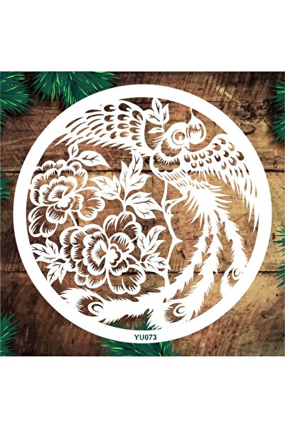 STENCİLTASARIM Stencil Tasarım Yu073 Duvar Ahşap Cam Boyama Deseni