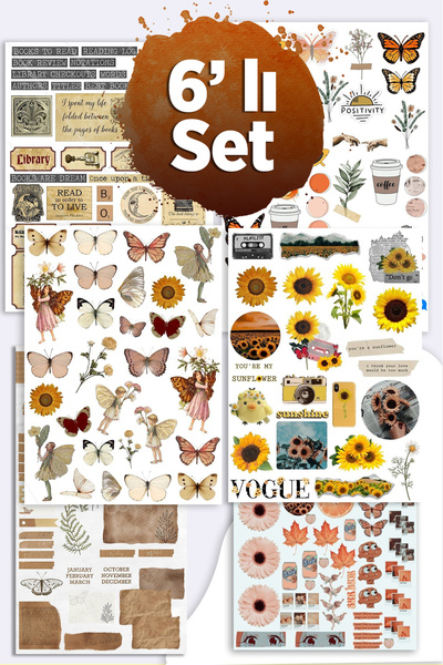 LiyaCraft 6'lı Sticker Planner Ajanda Bullet Journal Için Uygun Set