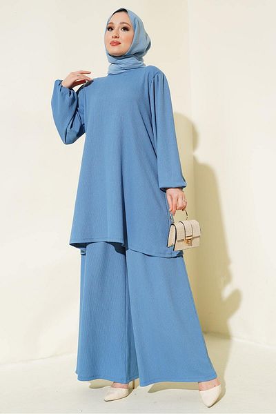 Bigdart 6663 Modell Indigo-Tunika- und Hosen-Set für Damen