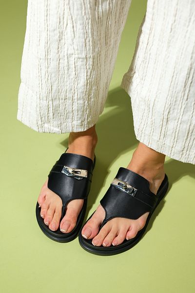 LuviShoes Dámské žabky ANTON Black Buckle