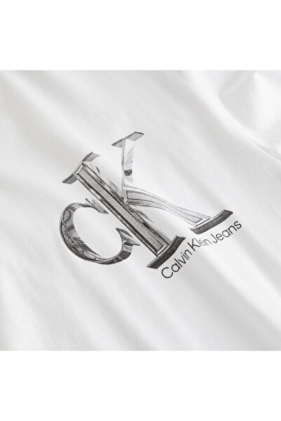 Calvin Klein Men's brand logo cotton suitable for daily use white t-shirt j30j 325498 -yaf