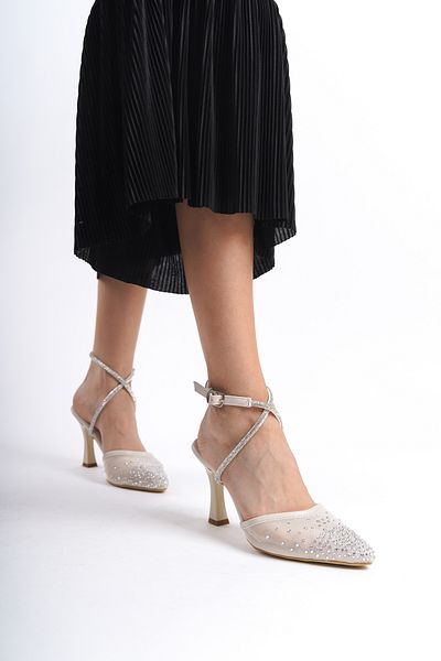 Moda Değirmeni Zece pantofi de seară cu curea la gleznă cu piatră pentru femei BG1181-121-0005